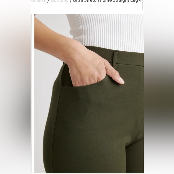 EUC Quince Olive Ultra Stretch Ponte Straight Leg 4-Pocket Pants - Picture 4 of 16